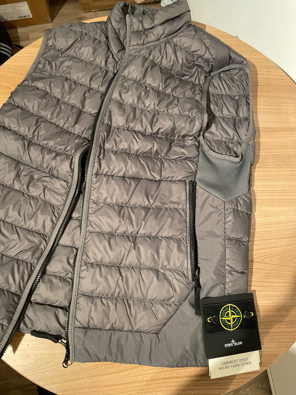 SI Gray Garment Dyed Micro Yarn Down Packable Gilet