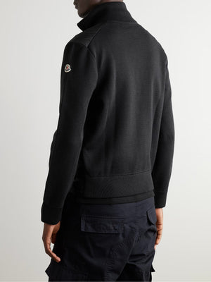 Cardigan with Knitted Sleeves - Black