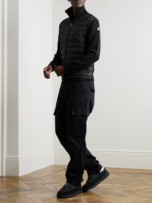 Cardigan with Knitted Sleeves - Black